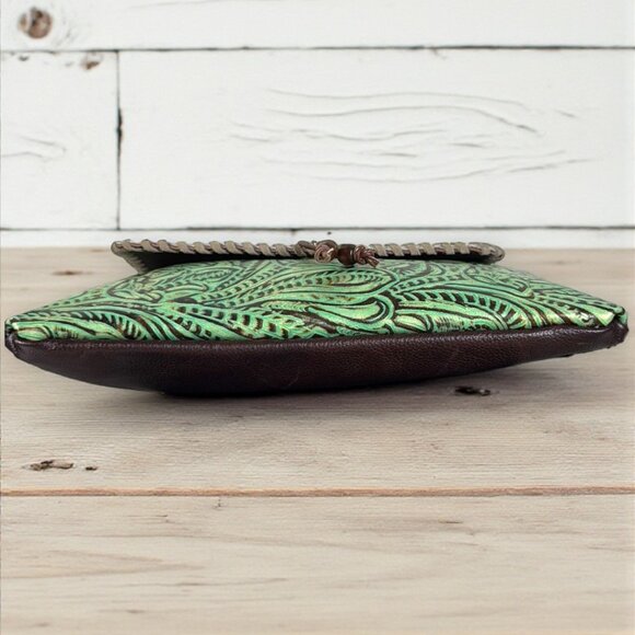 Myra Bag Embossed Leather & Hair-on Shoulder Crossbody Bag "Canyonlands"- New - Picture 12 of 14